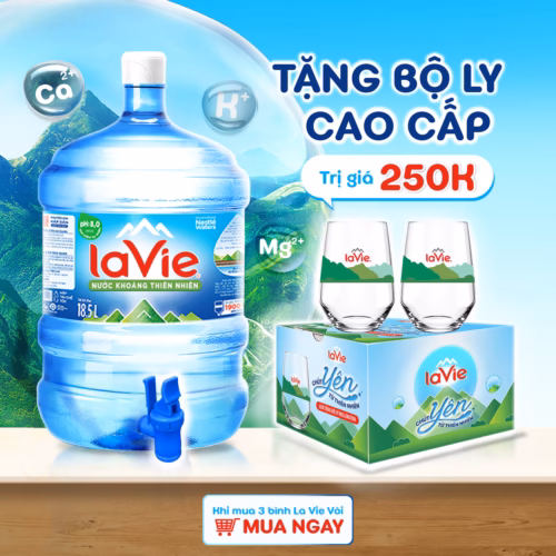 Nước khoáng LaVie 19L Bình Có Vòi Tiện Lợi