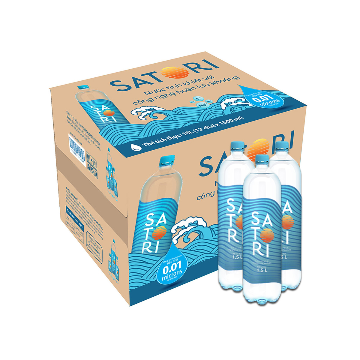 Thùng 12 chai nước Satori 1.5L chính hãng