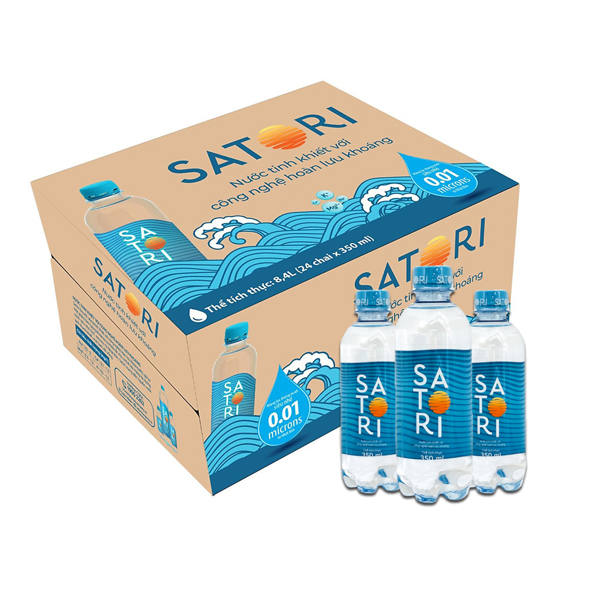 Thùng nước suối chai nhỏ Satori 350ml chính hãng