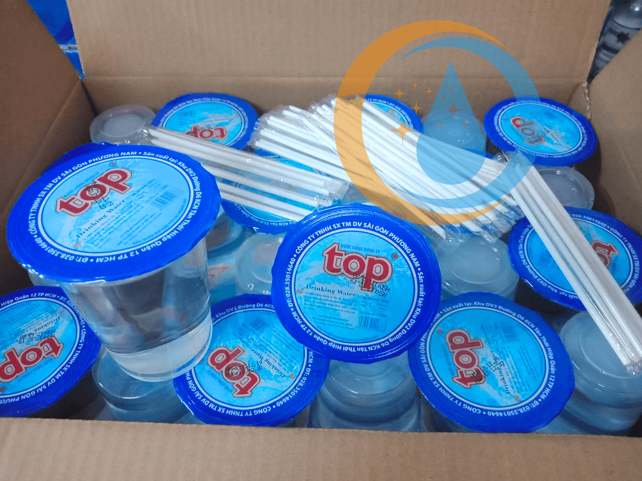 Nước suối ly Top 230ml (thùng 48 ly kèm ống hút)